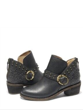 Halsa Buckle Studded Charcoal Boots Size 7.5W